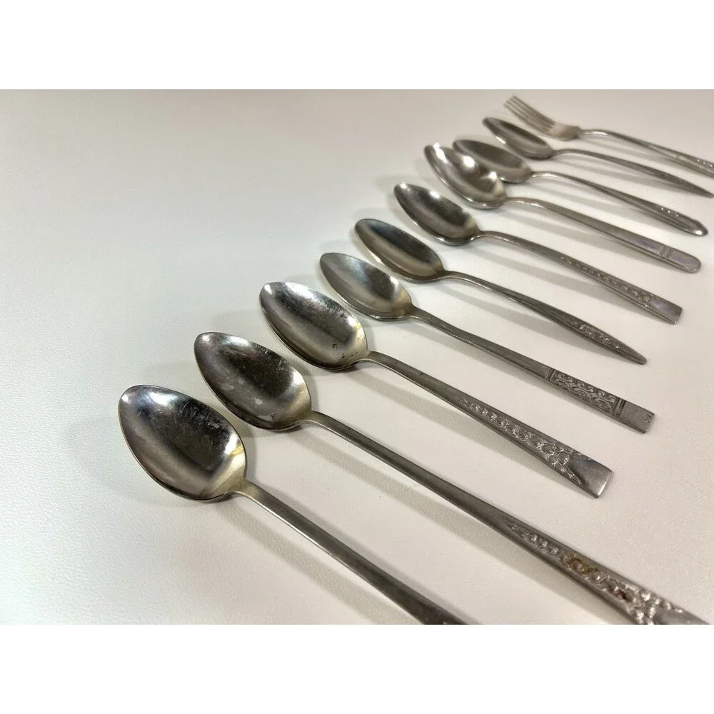 Lot Of 10 pc Mismatched Spoons, Fork Silverware See Pics Gata Superior Stainless